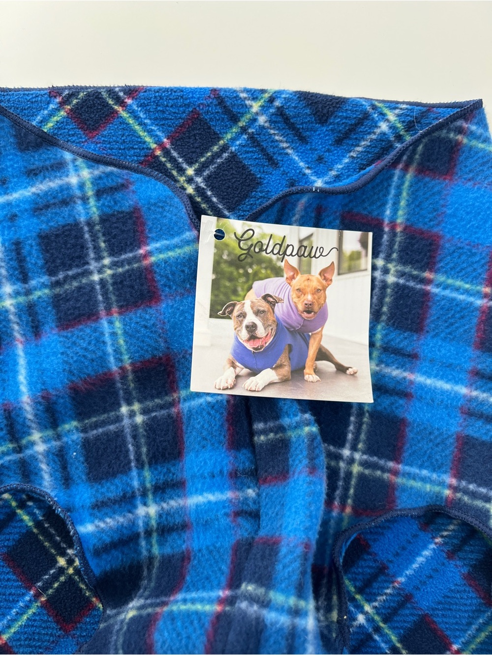 NWT Gold Paw Stretch Fleece Dog Jacket 26 Blue Plaid Made USA Large Breed - Picture 5 of 11